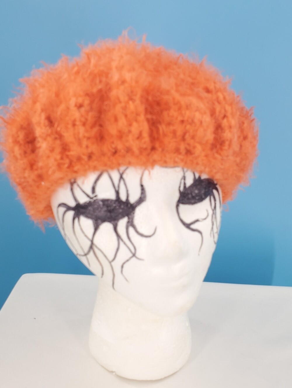 Handmade soft orange beret hat